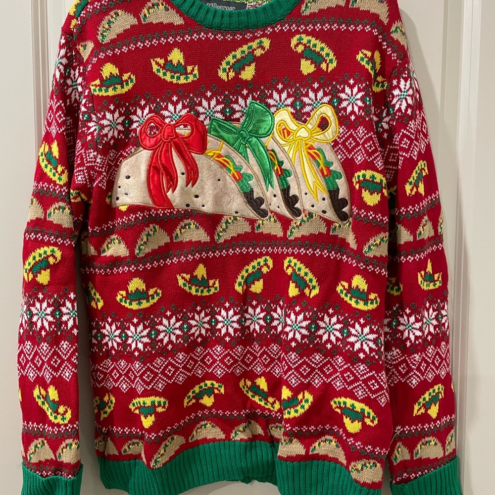 Festive Taco Sweater with Sombrero Pattern